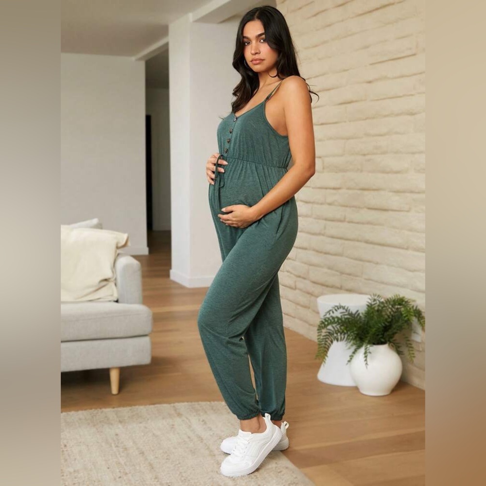 Shein | Olive Green Maternity Jumpsuit - Picture 4 of 9